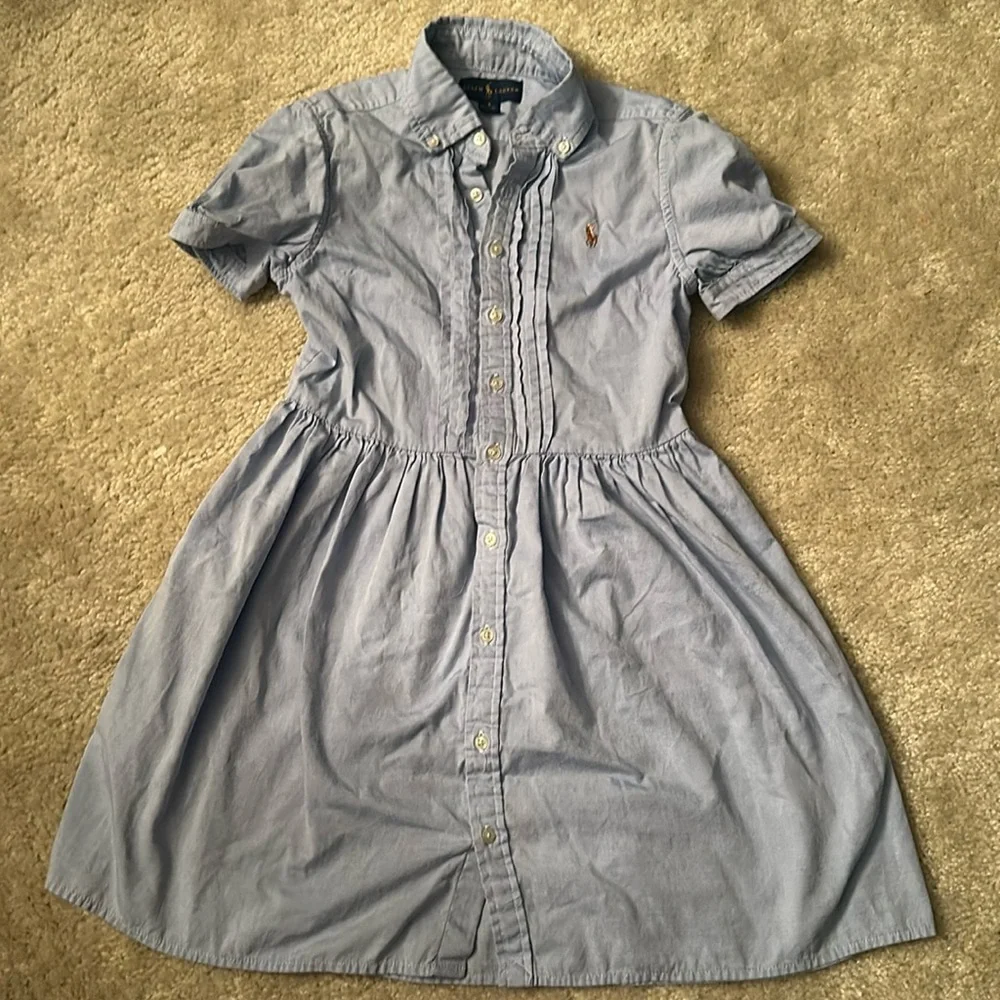 Ralph Lauren girls cotton oxford shirtdress size 8 - Picture 1 of 7